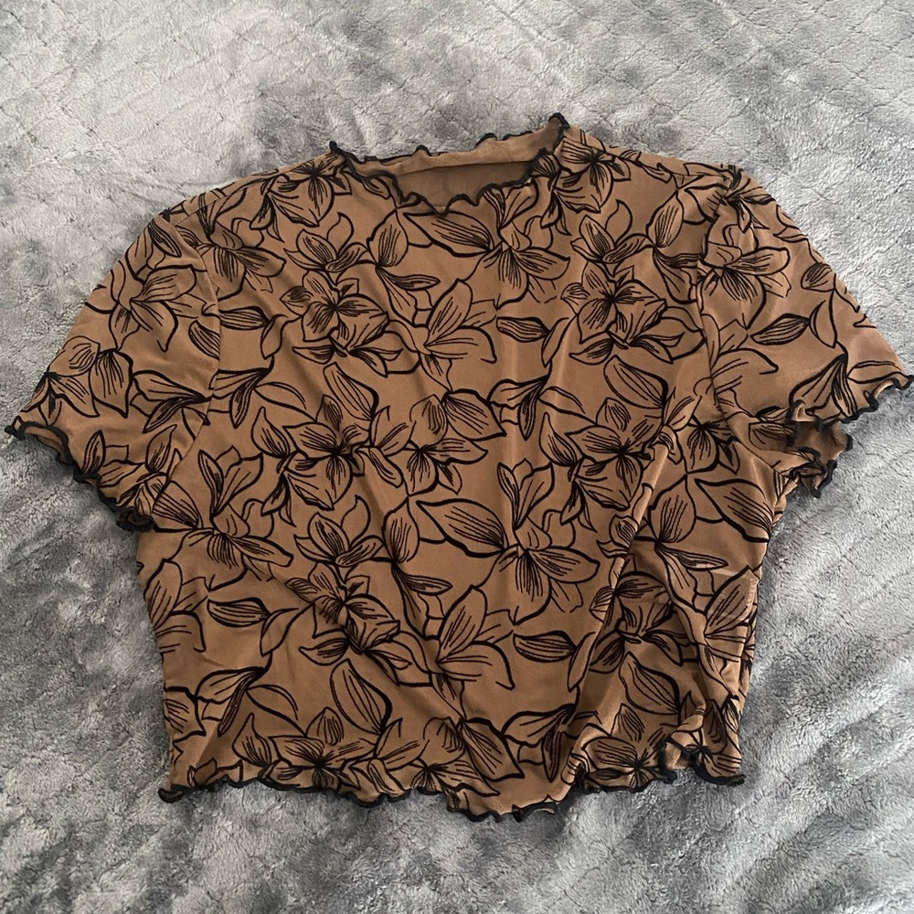 See thru laced crop top